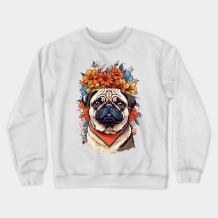 Flower Power Pug Crewneck Sweatshirt